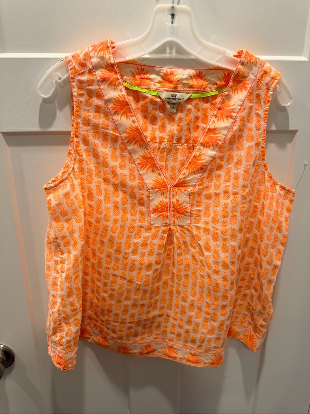 Vineyard Vines Medium Orange Pineapple Cotton Blouse